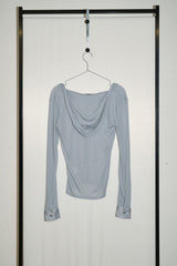 Sheer U-Neck Hoodie (Sky Blue)