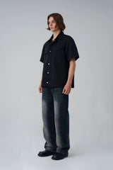 Short-sleeved nylon shirt - Black