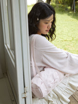 Fluffy ribbon bag_pale pink