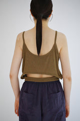 Linen blend Cutout top, Brown