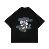 PEANUT STAIN - Not Sleeping Bear With Me Black Oversized Tshirt