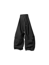 RELABEL Spatial Relationship (Cantilevered) Double-Layer Horizontal and Vertical Pleated Faux Two-Piece Loose Curved-Leg Trousers