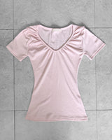 SUGAR SHIRRING SLIM SHORT SLEEVE T-SHIRT