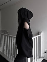 ショルダーカットボタンフーディー (3color)