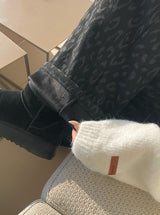 ダエンレオパードワイドバンディング裏起毛パンツ