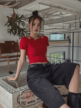 Sonya Whole Slit Layered Short Sleeve T-shirt