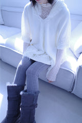 Bohem tassel button knit cape