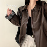 Luke Sleeve Check Overfit Leather Jumper 