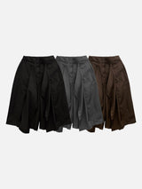 Flare Button Wide Bermuda Pants (3c)