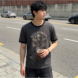 エッセンシャルスタンダード半袖リンガーTシャツ モーターサイクル チャコール