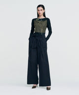 Ribbon Tied Wide Pants _ BLACK