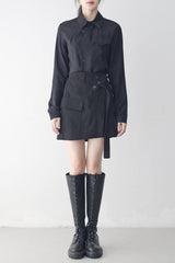 Manir Button Belt Skirt
