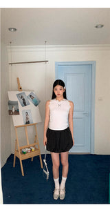 cat lace bow sleeveless tee