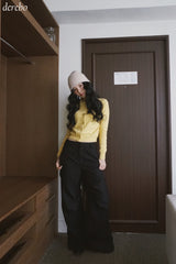 Daily wide shirring slacks