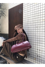 cotton wool scarf dot brown long-sleeve t-shirt