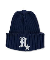 Ribbed D Symbol Cotton Beanie_Navy