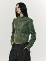 EYELET COTTON JACKET KHAKI