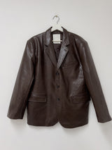 [unisex] Crack Single Leather Over Fit Jacket