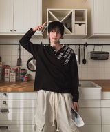 デヴェルワッフルヘンリーネックロングスリ－ブTシャツ
