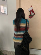 [unisex] ハデットモヘアストライプウールニット