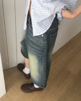 Taut Washed Wide Denim Bermuda Pants