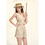 [GirlyFancyClub] Pastiel Style* Kaki Casual Lace Pants