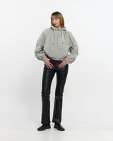 Neck Shirring Hooded Windbreaker _ GREY