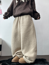 クリームテディシープファーロングパンツ🧸🤎🐑🖤3COLOR