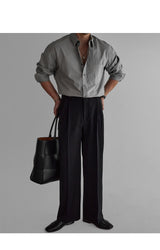 ウールTRワイドスラックス [Black]