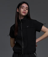 [NF] WAFFLE CHECK UTILITY SHORT SLEEVE (BLACK)_F24QB273
