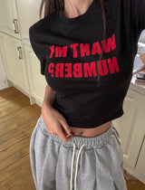 Number Lettering Crop Tee