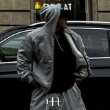 [HFORUS MADE]Layer Shoulder Hooded zip-up IN GREY