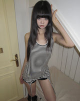 Hedon Striped Halter Long Sleeveless Top