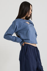 コットンレイヤード長袖Tシャツ, Navy