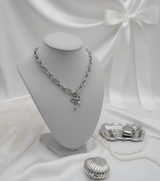 [イ・ヨンジ Necklace] バレエリボン ステンレス チェーン チョーカーネックレス