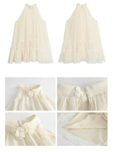 Lemon tea halterneck flare sleeveless dress
