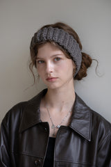 Wool blend knit ear warmer and hairband (Brown grey)