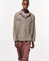 Bluesf Waffle Checkered Oversized Fit Shirt - BEIGE & BLACK