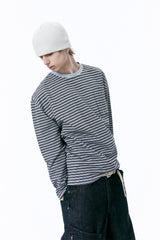 (BASE) STRIPE POCKET LONG SLEEVE (GRAY)
