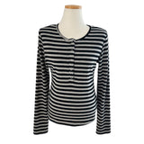 ヘンリー ストライプ トト ロングスリーブ Tシャツ (3 colors)