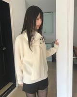 シオンマフラーツーウェイボタンVネックニット