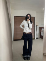 Penny Red Stitch Raw Wide Denim Pants