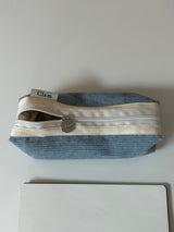 Clam round pencilcase _ Corduroy warm blue