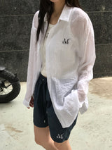 NUVIA LOOSE-FIT SEE THROUGH SHIRT (2color)