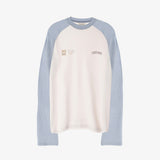ラグランワッフル長袖Tシャツ_ スカイブルー