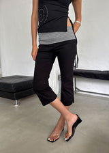 STRIPE FOLDING CAPRI PANTS