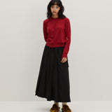 Round Neck Sweater Cardigan Red