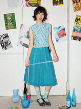 Printed loose ocean blue polka dot umbrella skirt