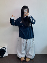 HIP TWO LINE NUMBERING LONG SLEEVE T-SHIRT💙🤍🖤3COLOR