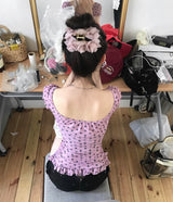 ナスシアーピンクドットメッシュトップ
